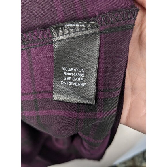 NEW Torrid Tunic Size 3 Purple/Black Plaid Rayon Twill Smocked Button-Front Top - Picture 7 of 9